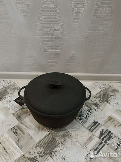 Кастрюля чугунная 8 л с чугунной крышкой