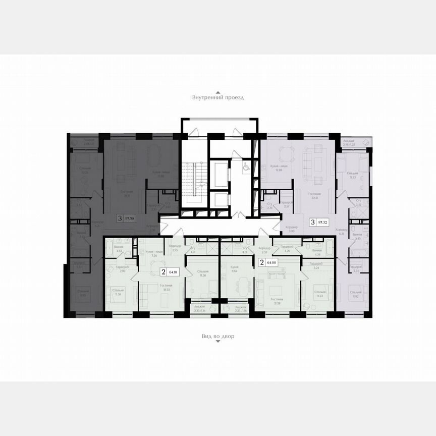 3-к. квартира, 97,6 м², 16/17 эт.