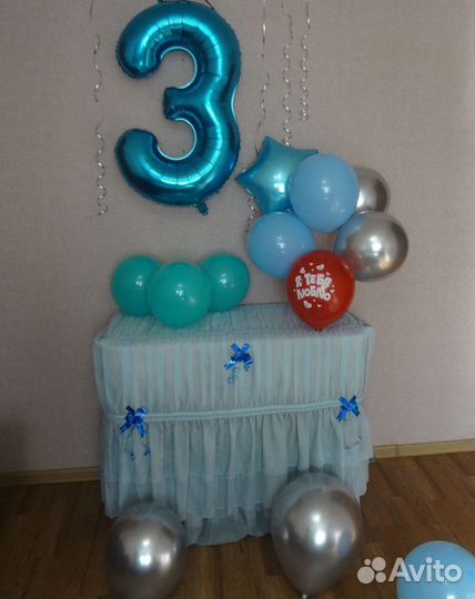 Фольгированная цифра 3 на день рождения