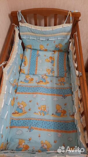 Кроватка-маятник, бортики и постелька