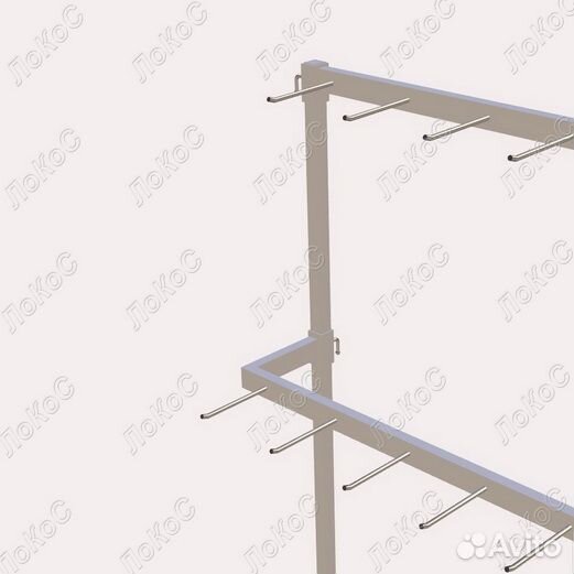 Вешало трехярусное с крючками L900мм H1700мм, ч