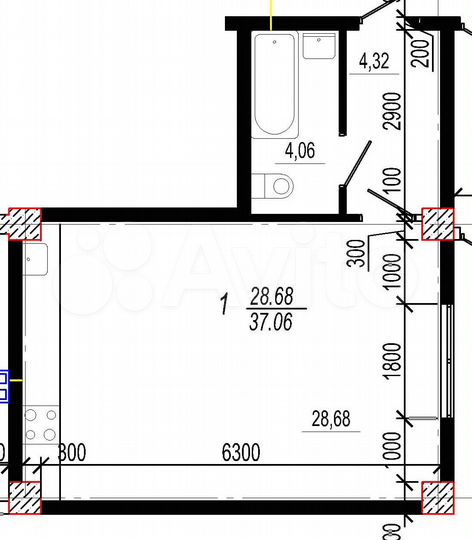 Квартира-студия, 37 м², 1/16 эт.