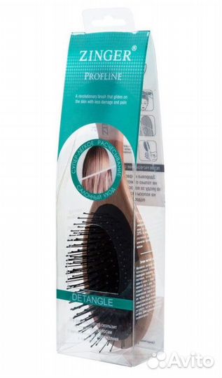 Расческа Zinger Деревянная массажная с нейлоновыми
