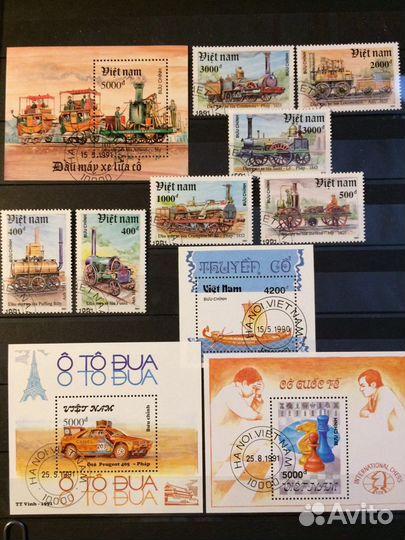 Марки фауна, паровозы, блоки