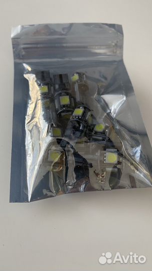 Автолампа светодиодная T10 w5w, 12в