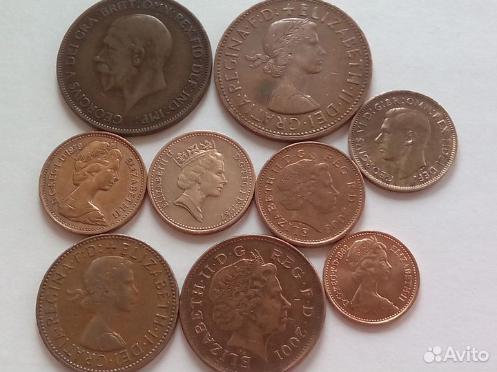 Монеты Великобритании,Франции,Испании,Бельгии,Поль