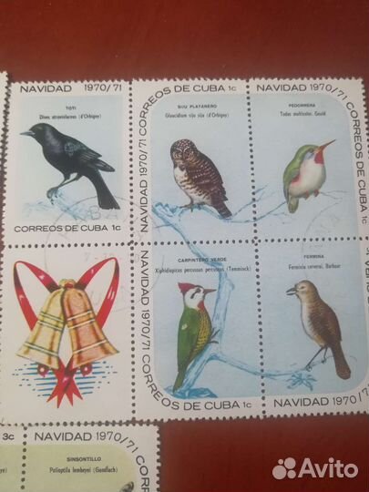 Марки Куба птицы, рождественская серия 1970