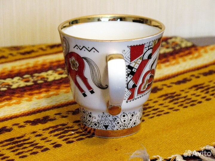 Новый Бокал с блюдцем чайная пара Красный конь лфз