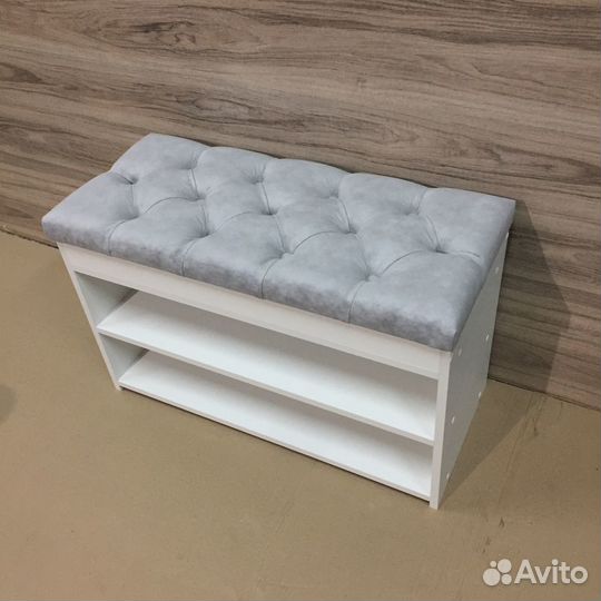 Обувница банкетка пуфик с каретной стяжкой