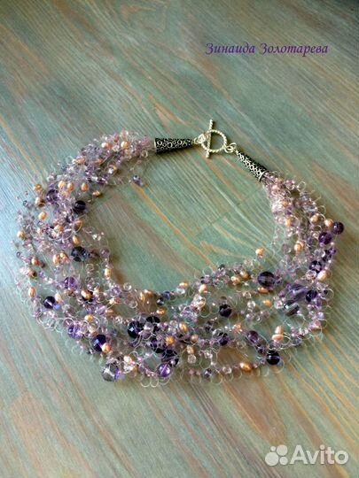 Колье и серьги с цитринами и тигровым глазом