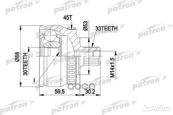 ШРУС наружн к-кт 33x53x30 ABS:45T VW: passat 96