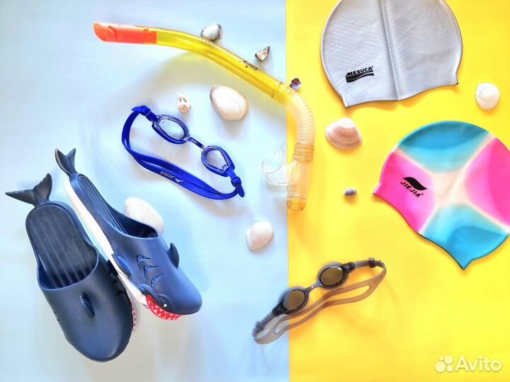 Шапочка для плавания детская очки