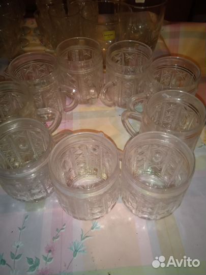 Рюмки,бокалы,рог и салатник хрусталь