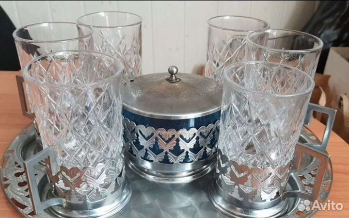 Чайный мельхиоровый сервиз