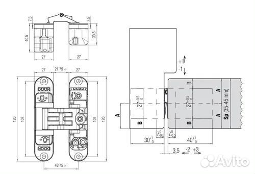 Скрытые дверные петли Krona Koblenz Kubika 2700