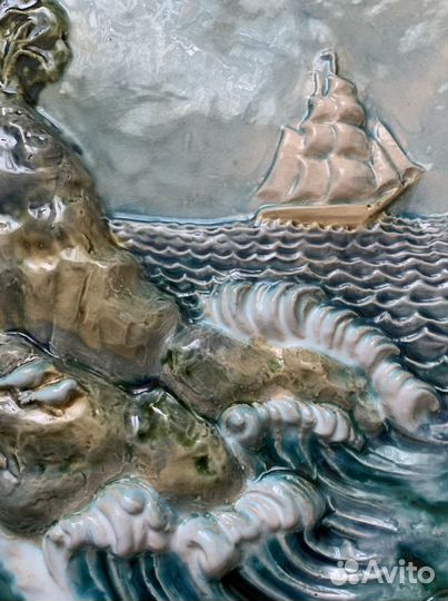 Большое панно-барельеф, морской пейзаж
