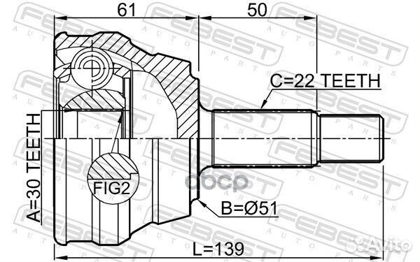 ШРУС наружный 30x51x22 1510-001 Febest