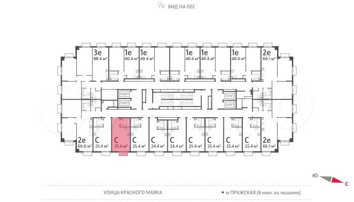 Квартира-студия, 25,4 м², 20/23 эт.