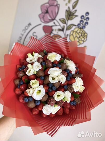 Букеты из клубники в шоколаде, съедобные букеты