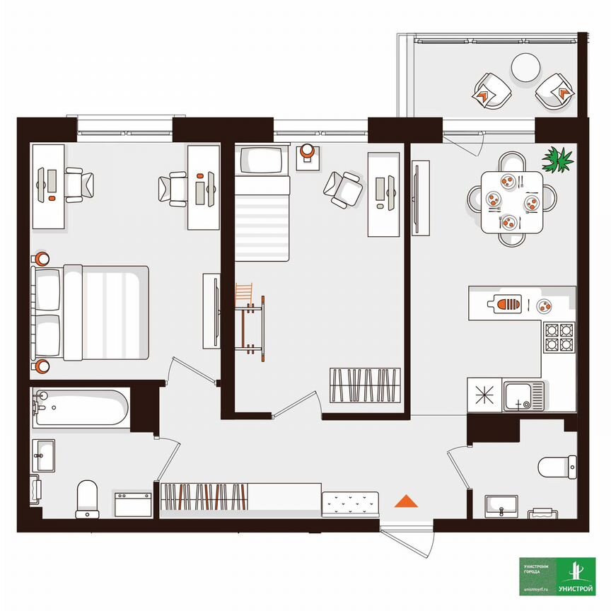 2-к. квартира, 59,9 м², 3/5 эт.