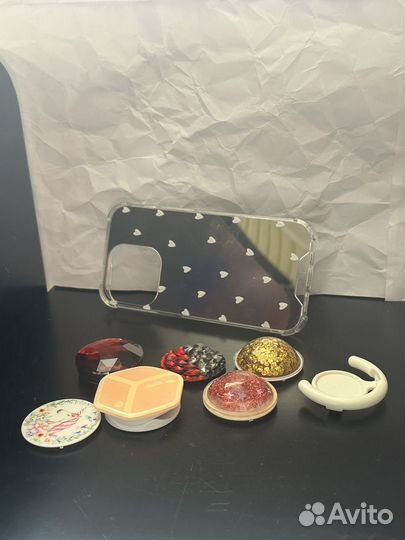 Зеркальный чехол на iPhone 14 pro и попсокеты