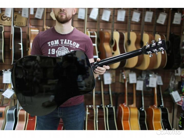 Caraya F600-BK черная акустическая гитара