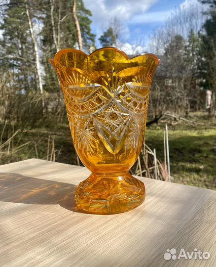 Хрустальная ваза цветной хрусталь цветное стекло