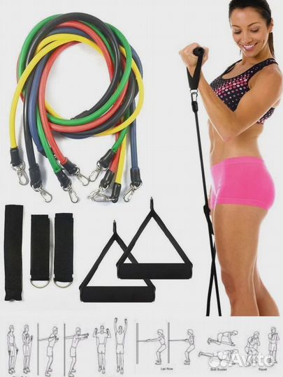 Набор тренировочных фитнес эспандеров