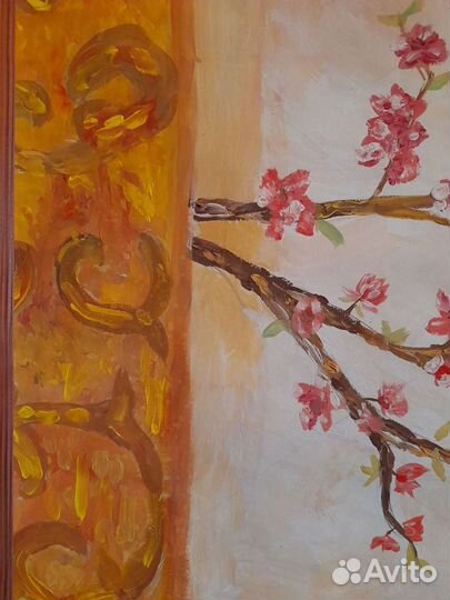 Картина Ветка сакуры, акварель, 64х53