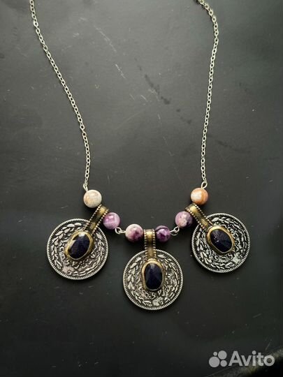 Этнические украшения ожерелье с аметистом
