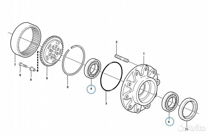 JD10249 Подшипник ступицы экскаватора погрузчика