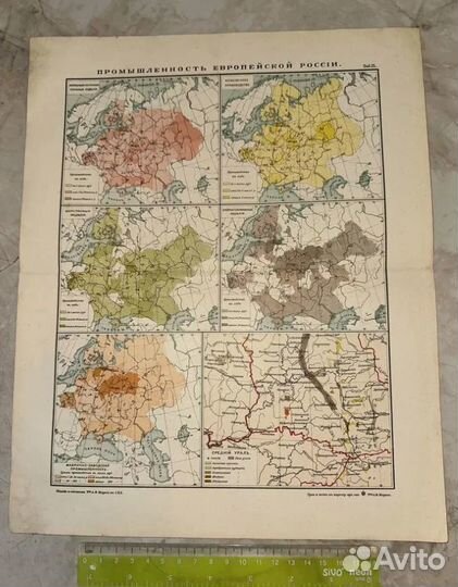 1912 Антикварная карта Промышленность России