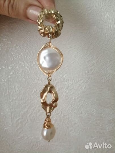 Серьги с натуральным перламутром