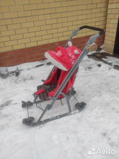 Детские санки коляска с колесами