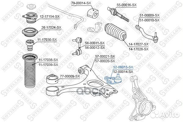 52-00015-SX опора шаровая левая Honda Civic 06