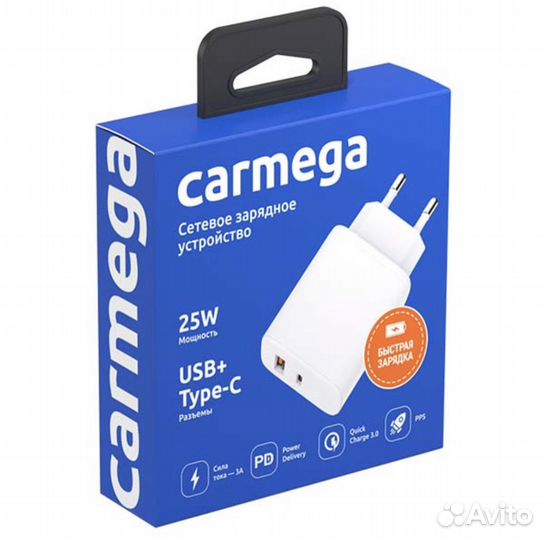 Сетевое зарядное устройство Carmega A+C 25W White