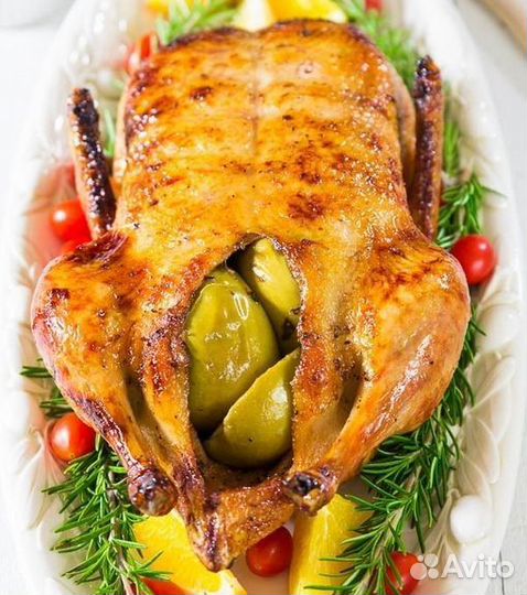 Запечённая утка, гусь, индейка