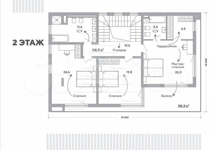 Коттедж 221,5 м² на участке 4 сот.