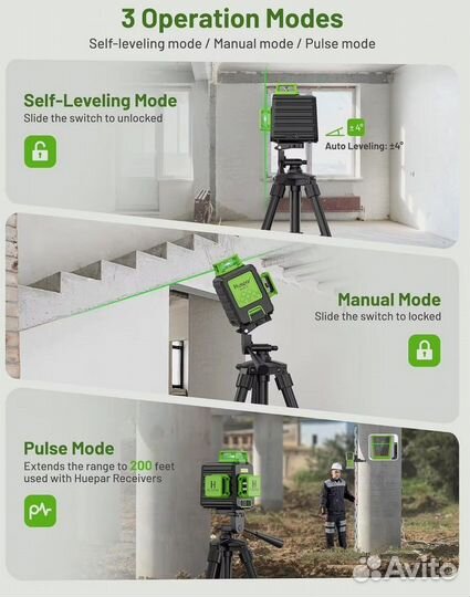 Лазерный уровень Huepar B03CG 12 линий 3D. Новый