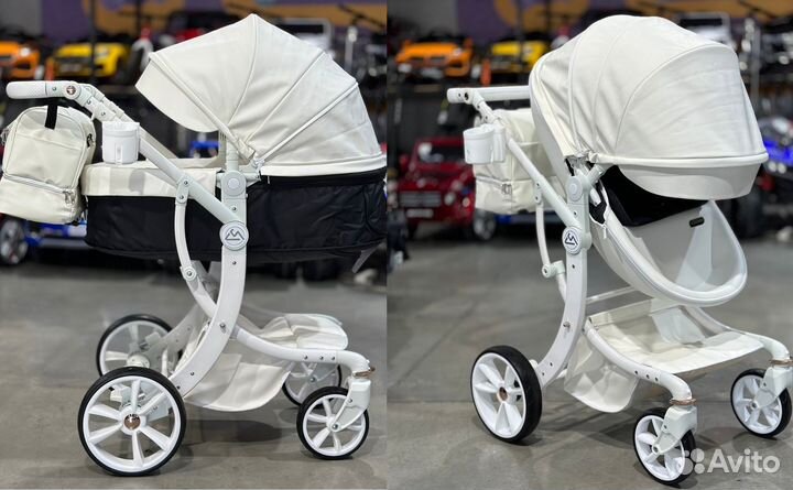 Коляска трансформер 2 в 1 luxmom эко-кожа