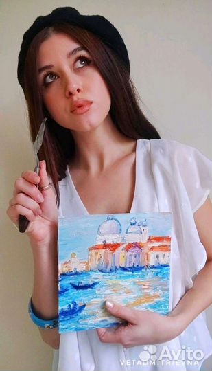 Картина маслом пейзаж Венеции пейзаж мастихином