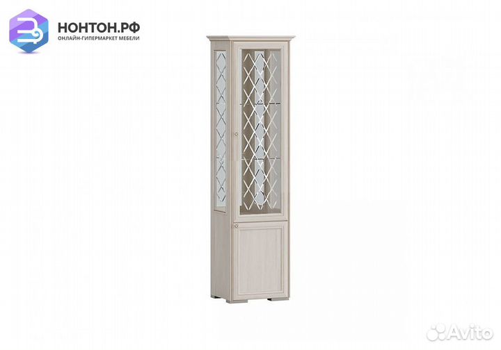 Пенал с витриной Парма сандал светлый