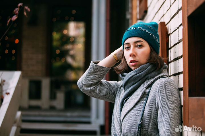 Шапка вязаная Бини ангорка