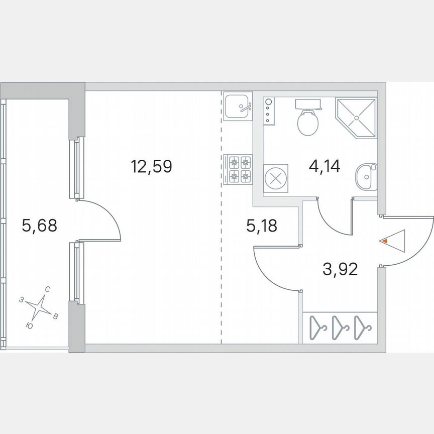 Квартира-студия, 28,7 м², 1/4 эт.