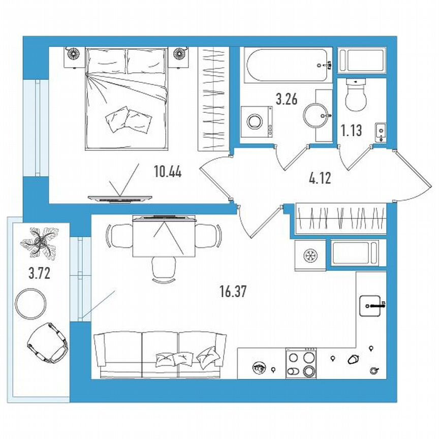 1-к. квартира, 36 м², 11/18 эт.