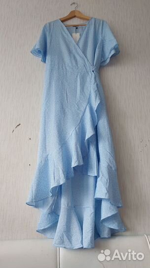 Платье новое летнее длинное с запахом рюшами волан