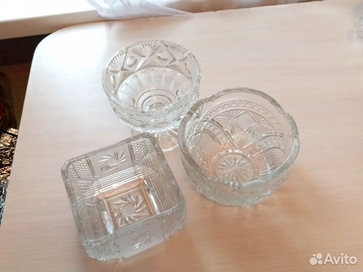 Хрустальная конфетница СССР, салатники хрусталь