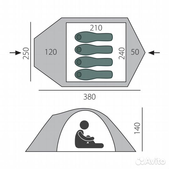 Палатка BTrace Challenge 4 (Зеленый)