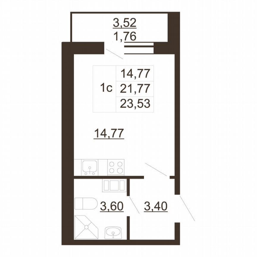 Квартира-студия, 23,5 м², 5/6 эт.