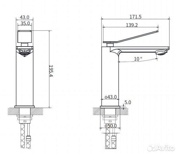 Смеситель для раковины Verse VBF-2VE1MB, черный